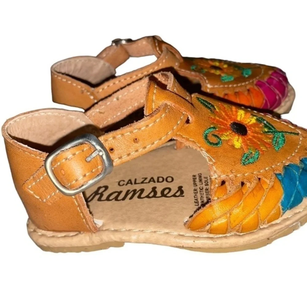 Toddler Girl Huarache Artesenal Colors Mexican sandals 100% Leather Hand MadeSz5